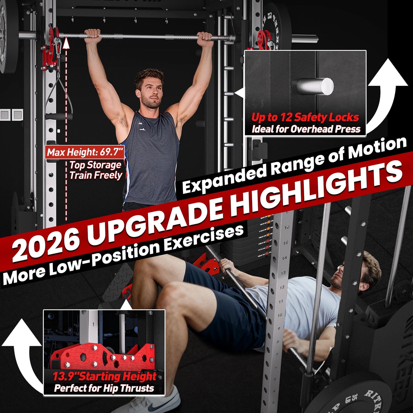 PMAX 5600 Home Gym Smith Machine - Integrated Weight System